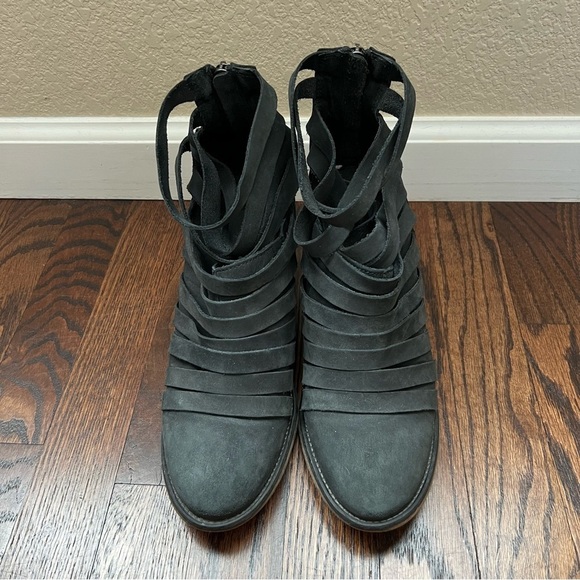 Free People Hybrid Strappy Suede Leather Boots Booties Heels Size 40 US 9-9.5, - Picture 5 of 16